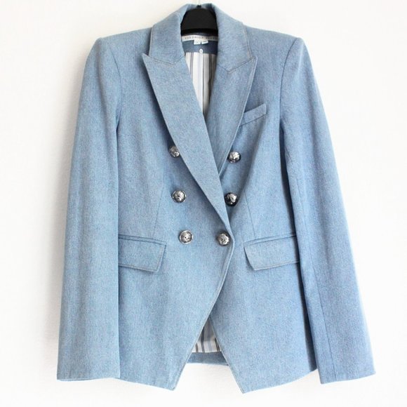 Veronica Beard Miller Dickey Double-breasted Denim Dickey Jacket, Hot! - Picture 5 of 15